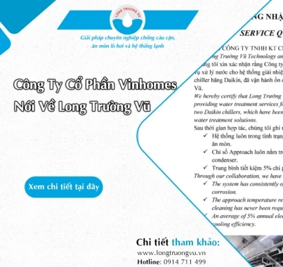 ĐÁNH GIÁ CỦA CÔNG TY CỔ PHẦN VINHOMES VỀ DỊCH VỤ XỬ LÝ NƯỚC CỦA LONG TRƯỜNG VŨ